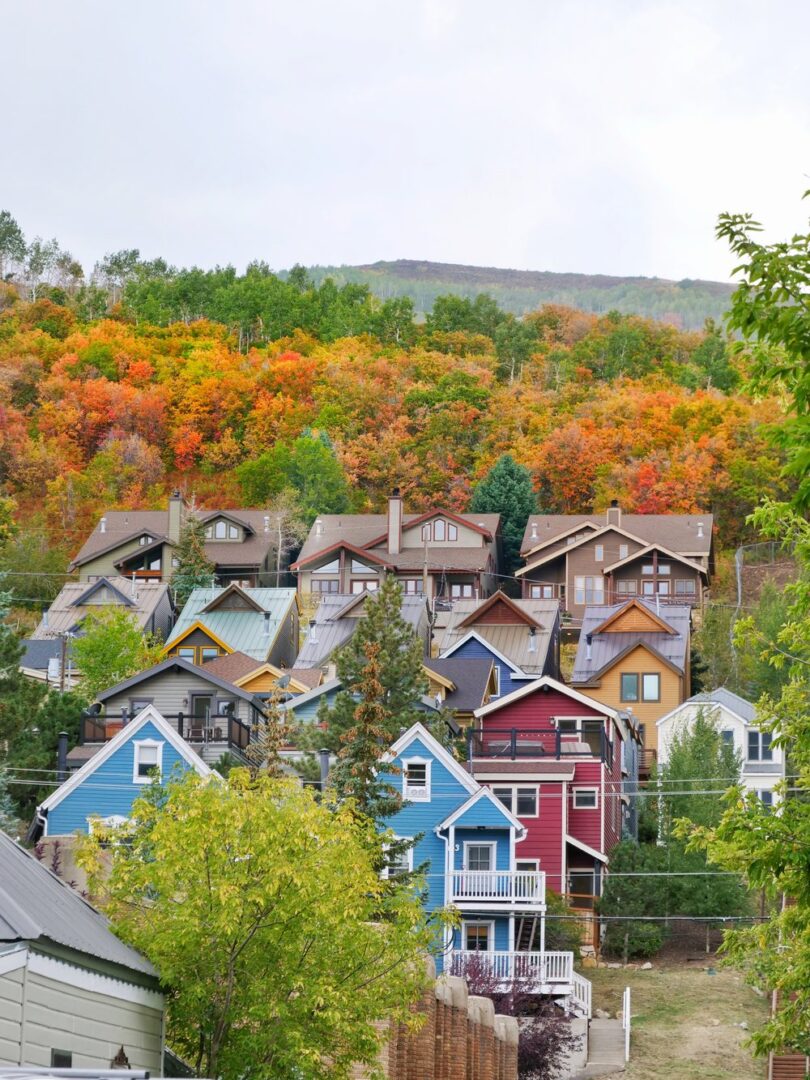 Colorful cottages on a Park City hill