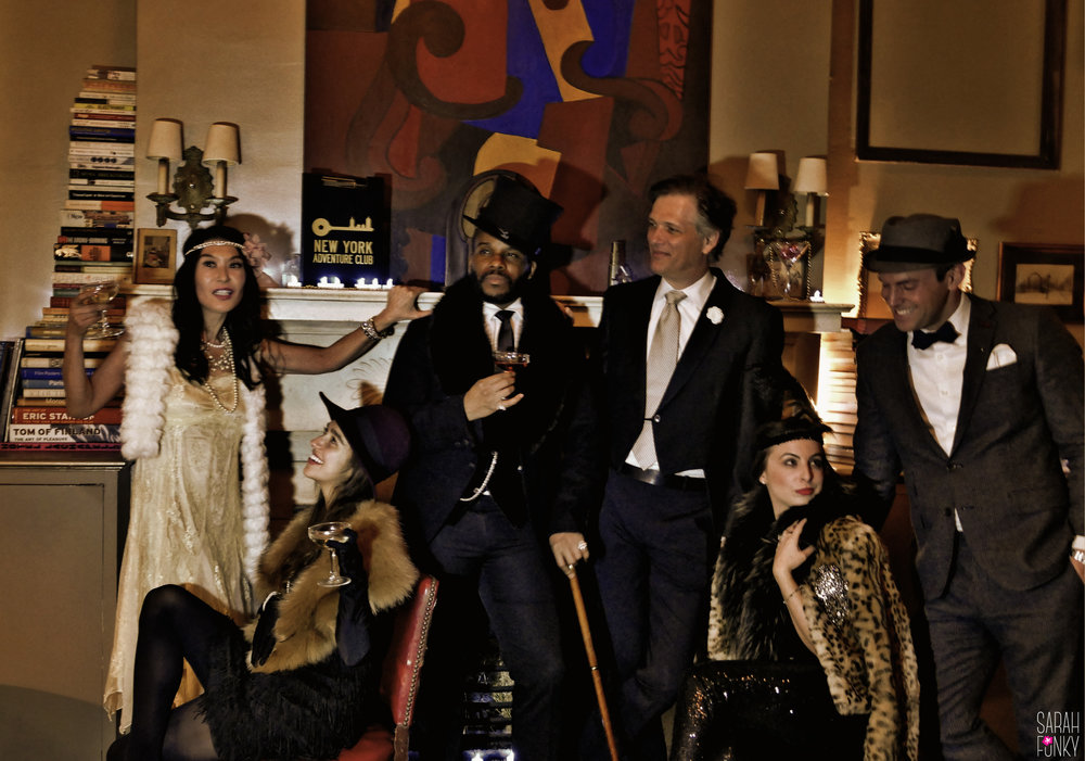Mimi, Alyssa, Eric, Elon, Heather and John pose for a mid-   soirée photoshoot.