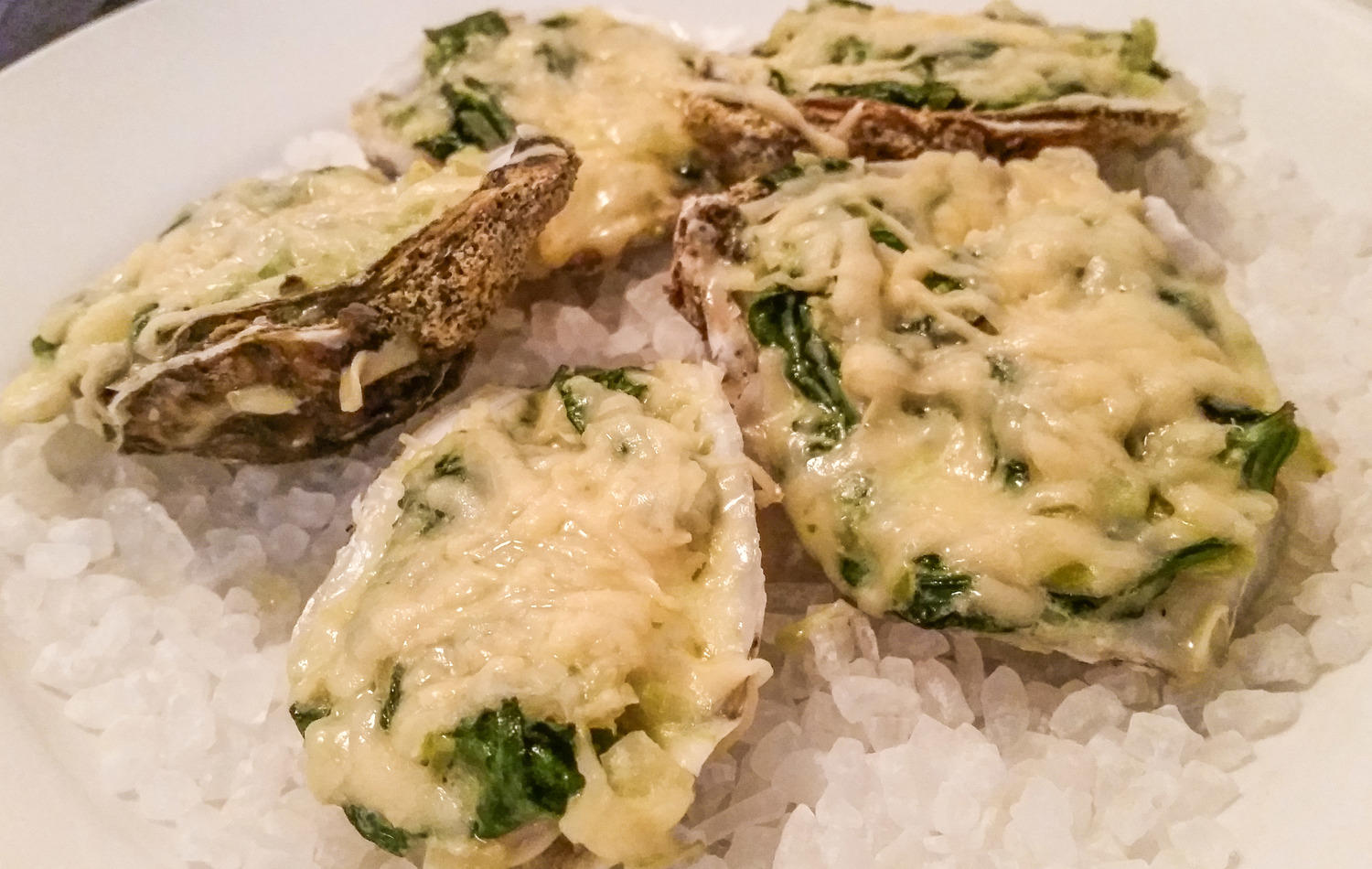 Oysters Rockefeller - Creamed leeks, fennel, spinach, Pernod, and paramesan