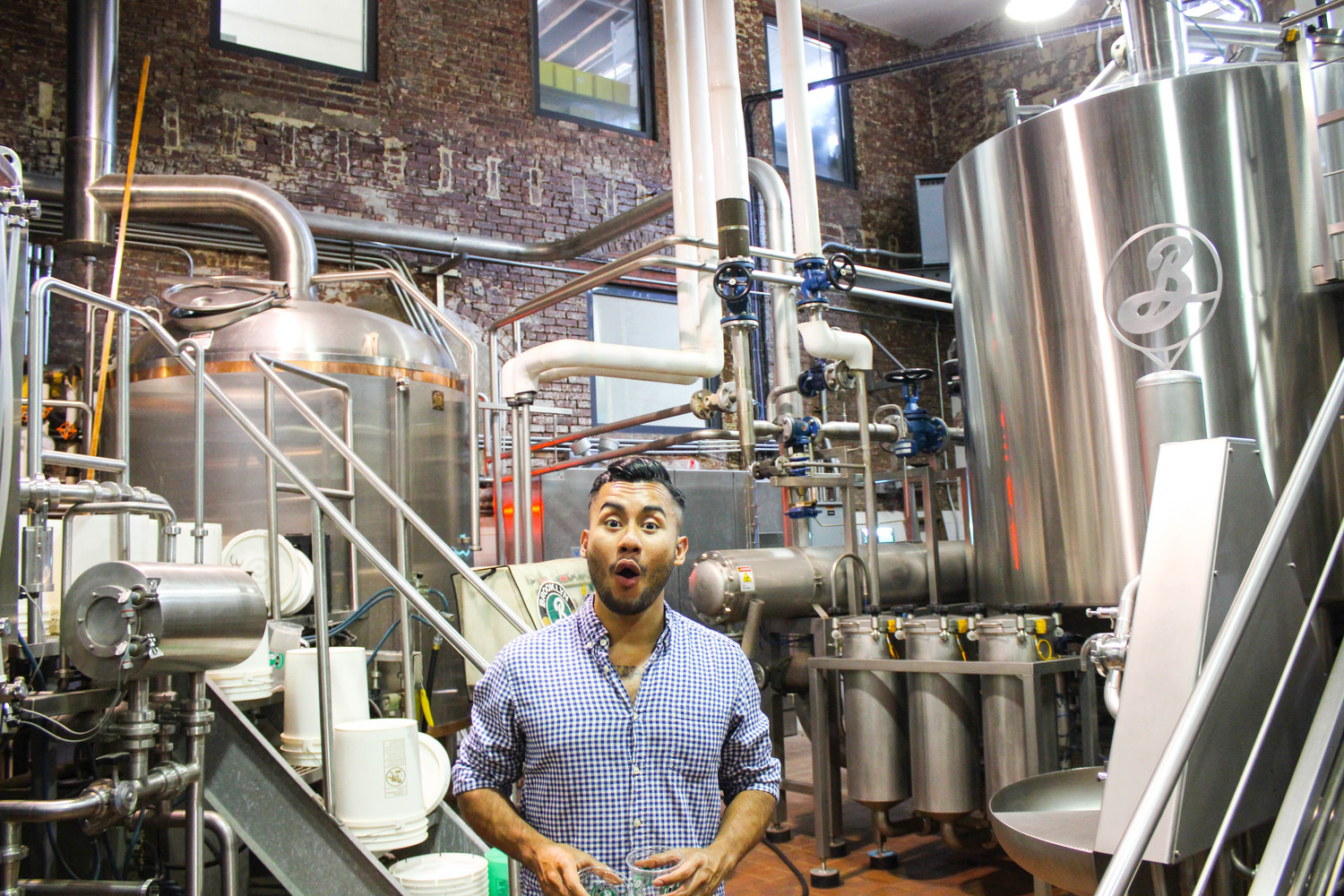 Brewing equipment at Brooklyn Brewery