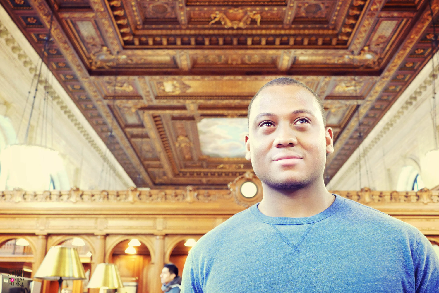 Kadeem taking a pause in the Rose Reading Room