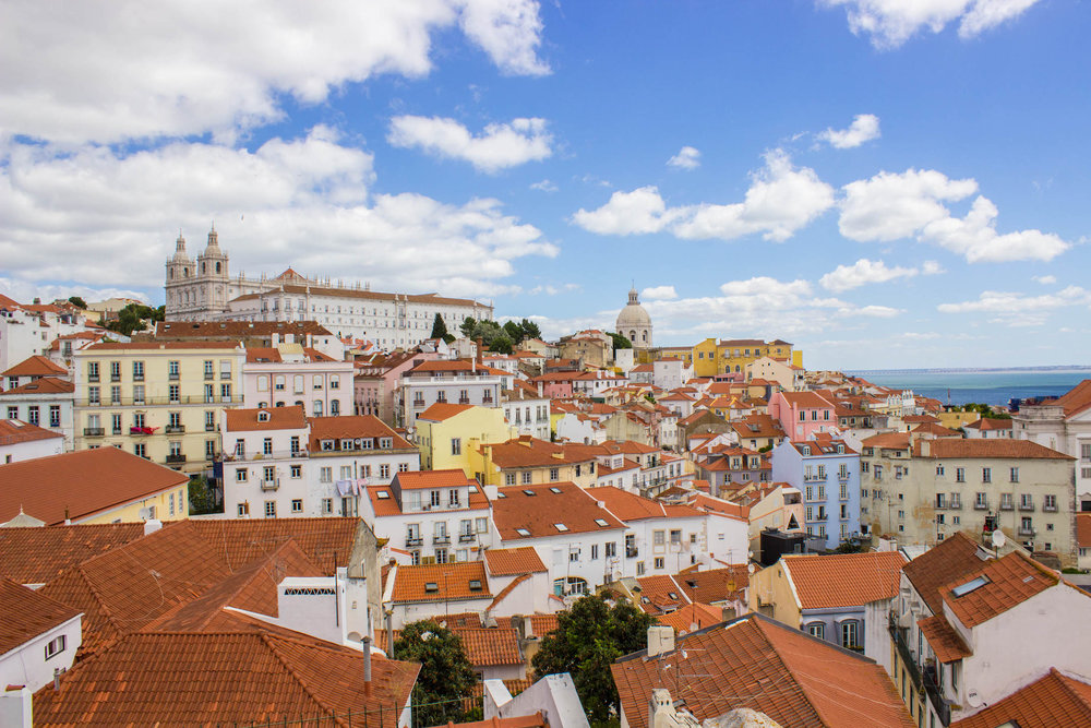 Panoramic views of Lisbon from the Baixa area