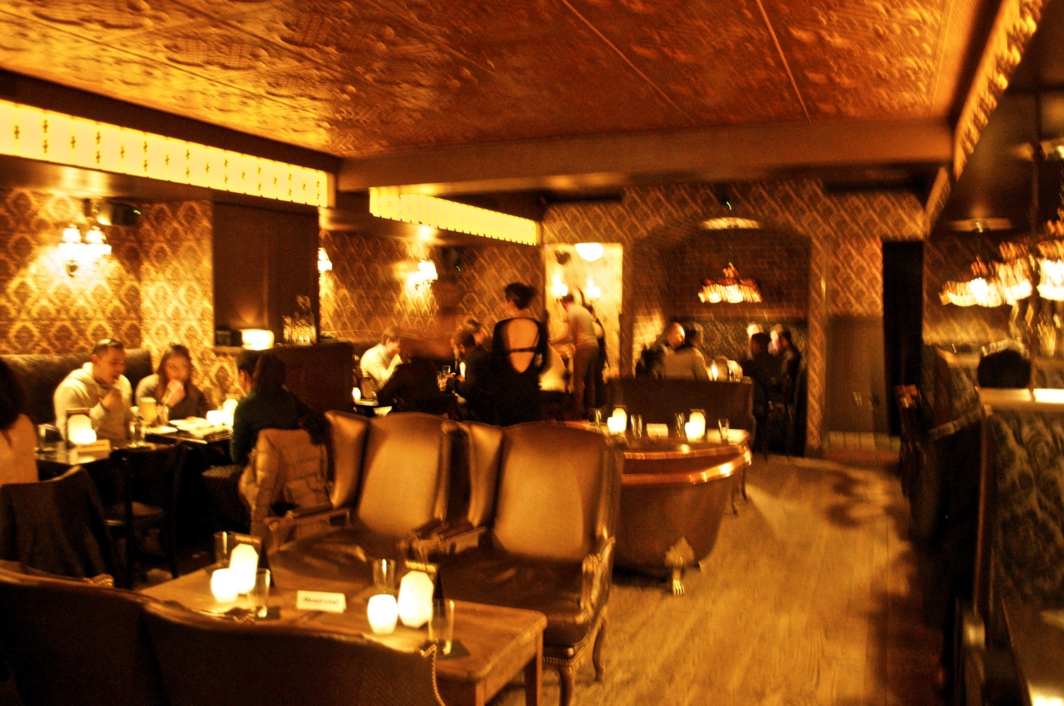 Golden interior of Bathtub Gin