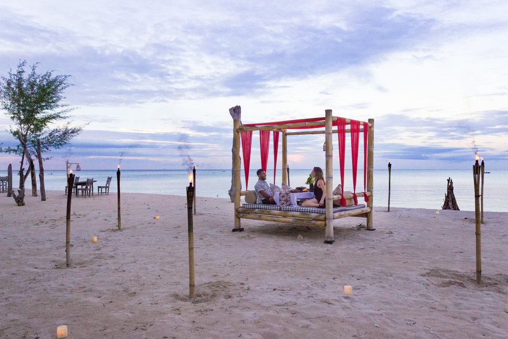 A sunset dinner on the beach at Hotel Tugu Lombok