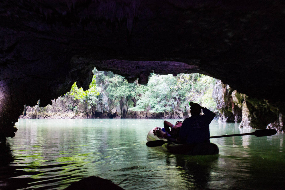 Exiting a cave on Panak Island