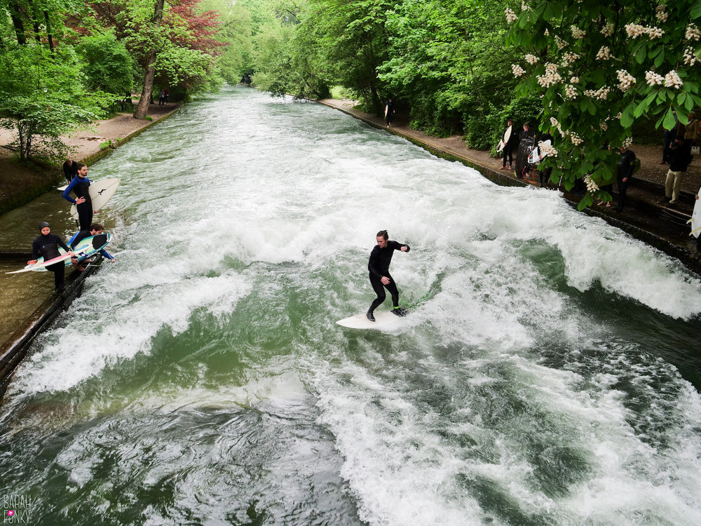 River surfing in the English Gardens