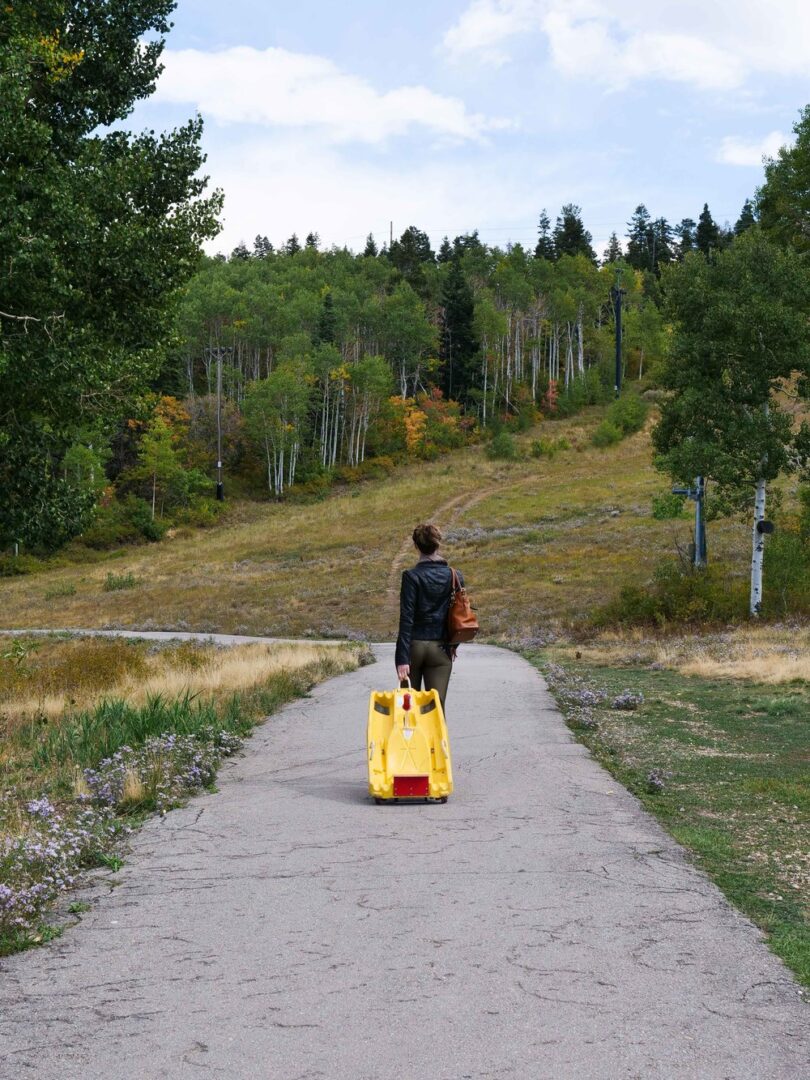 Walking to the alpine slide