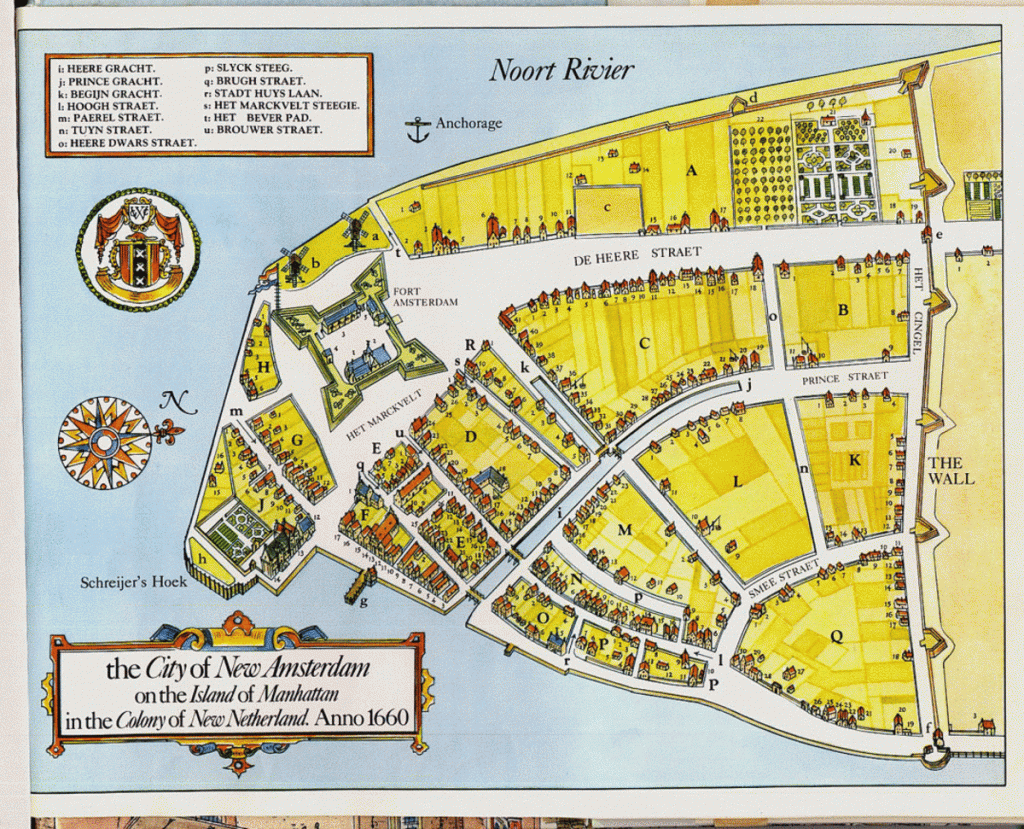 A map of New Amsterdam from the 1600's